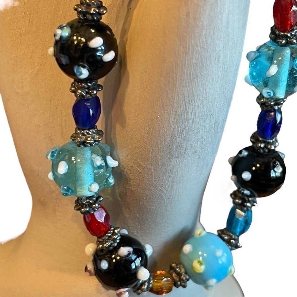 Lampwork beads bracelet, glass, colourful, unique. - Picture 2 of 7